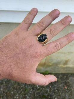 Large Mens Real 925 Sterling Silver & 14k Gold Iced Black Diamond Ring Size 7-13 -Harlem Bling Shop large mens real 925 sterling silver and 14k gold iced black diamond ring size 7 13 91422.1664392589