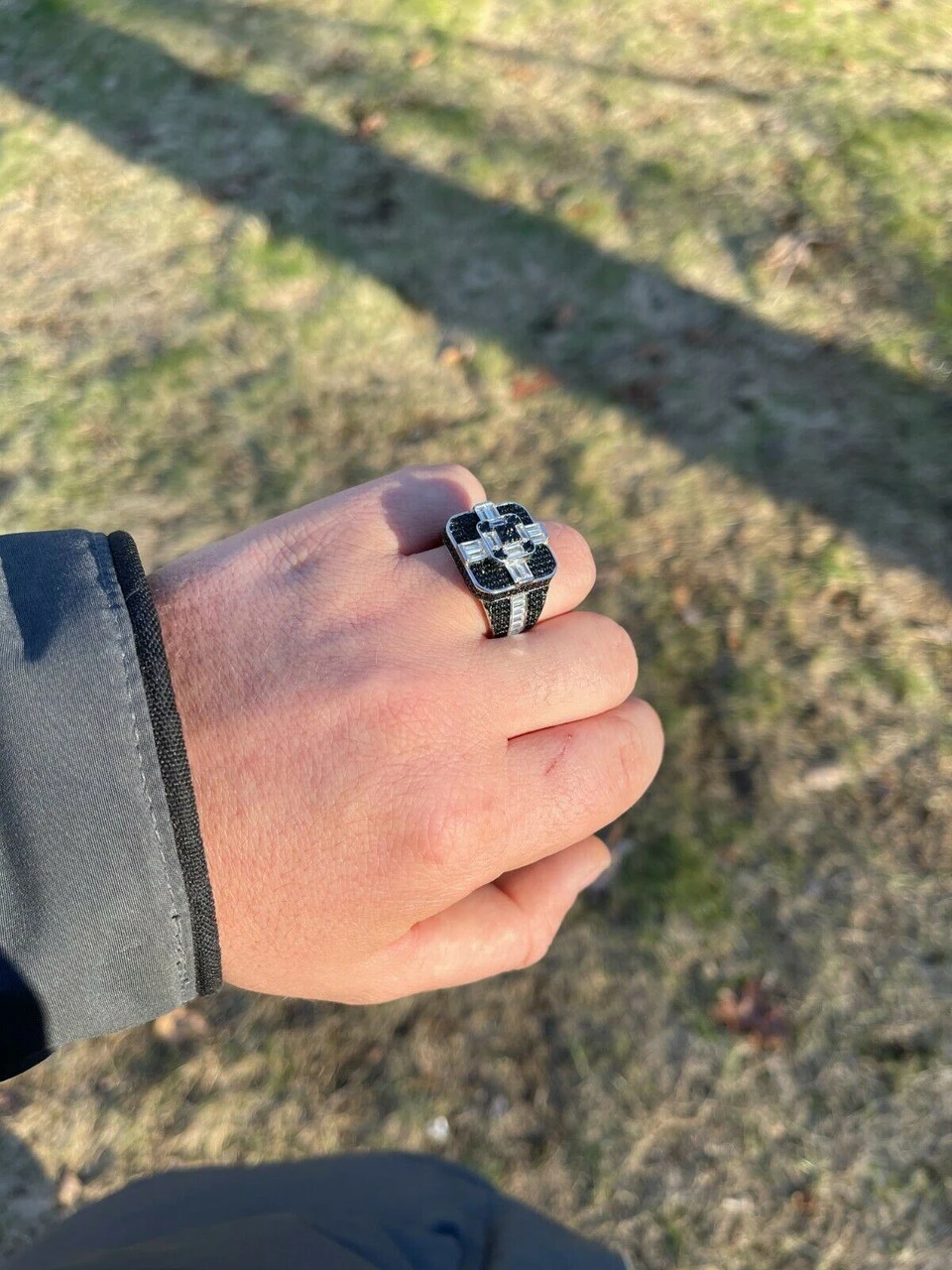 Large Real Solid 925 Sterling Silver Men's Baguette Black Diamond Ring Hip Hop 14 Large Real Solid 925 Sterling Silver Men's Baguette Black Diamond Ring Hip Hop - Image 12