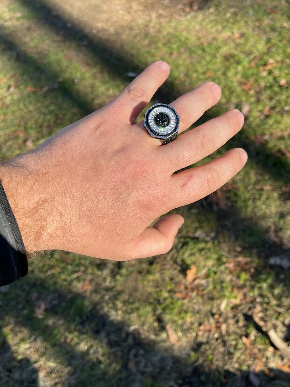 Large Solid Real 925 Sterling Silver Black Diamond Baguette Pinky Ring Hip Hop 7 Large Solid Real 925 Sterling Silver Black Diamond Baguette Pinky Ring Hip Hop - Image 5