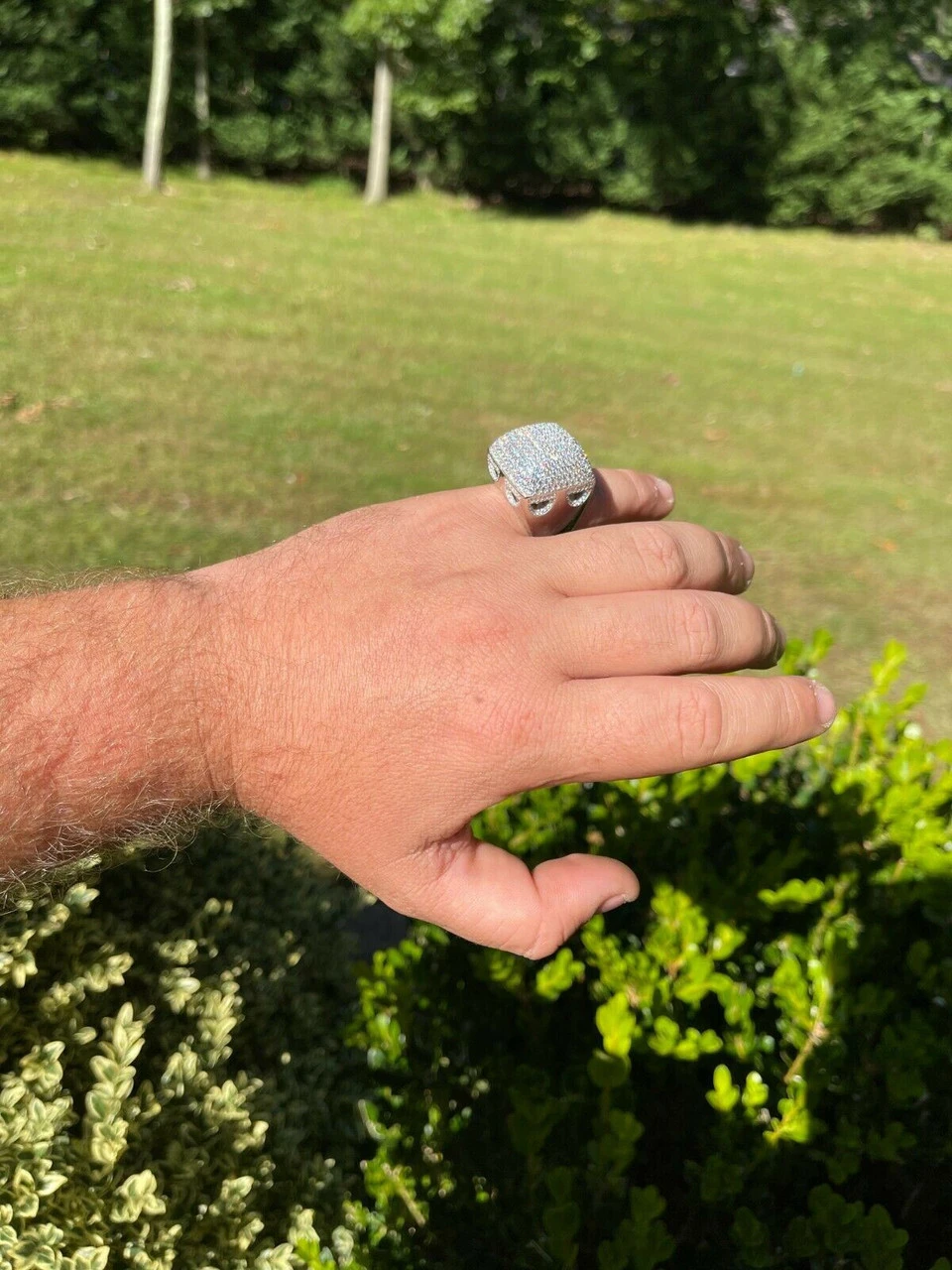 Men Real Solid 925 Sterling Silver Hip Hop Ring Big Iced Diamond Huge 23mm Pinky 4 Men Real Solid 925 Sterling Silver Hip Hop Ring Big Iced Diamond Huge 23mm Pinky - Image 2