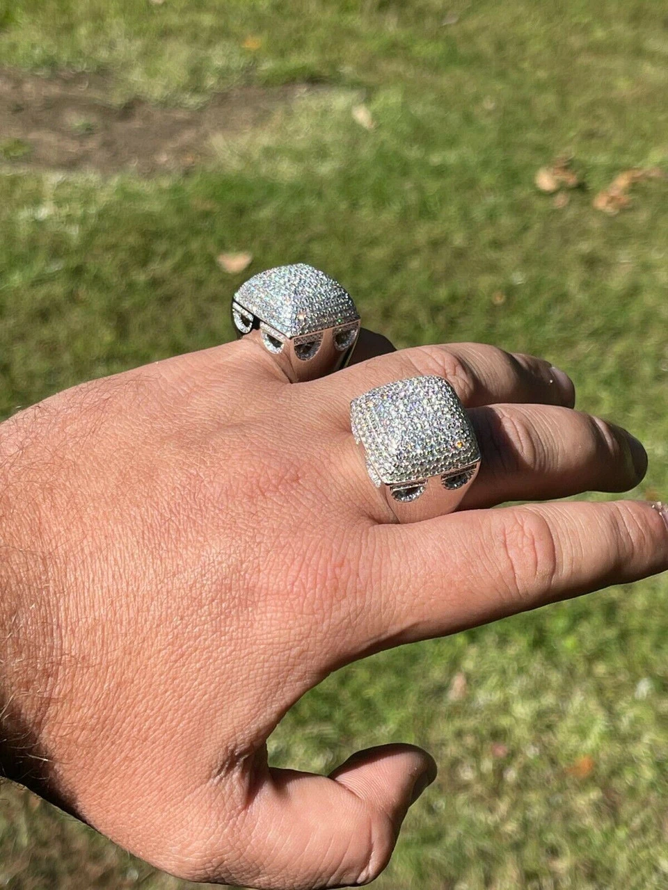 Men Real Solid 925 Sterling Silver Hip Hop Ring Big Iced Diamond Huge 23mm Pinky 7 Men Real Solid 925 Sterling Silver Hip Hop Ring Big Iced Diamond Huge 23mm Pinky - Image 5