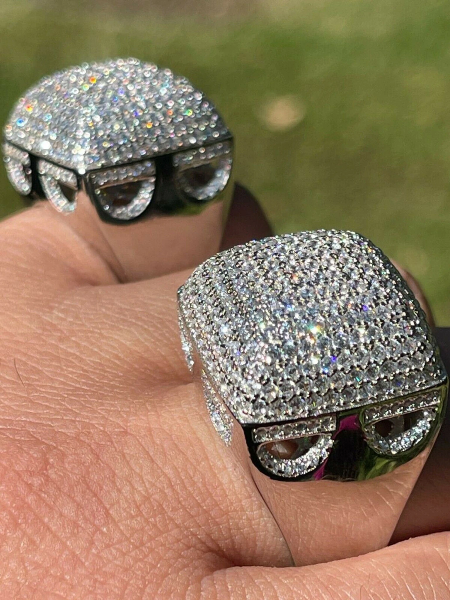 Men Real Solid 925 Sterling Silver Hip Hop Ring Big Iced Diamond Huge 23mm Pinky 3 Men Real Solid 925 Sterling Silver Hip Hop Ring Big Iced Diamond Huge 23mm Pinky