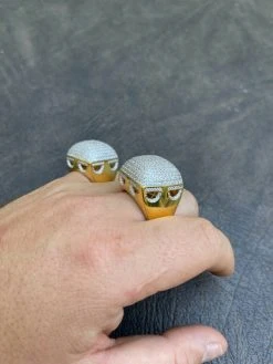 Men's 14k Gold Vermeil Real 925 Silver Hip Hop Ring Big Iced Diamond Huge Pinky -Harlem Bling Shop mens 14k gold vermeil real 925 silver hip hop ring big iced diamond huge pinky 09900.1664376596