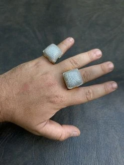 Men's 14k Gold Vermeil Real 925 Silver Hip Hop Ring Big Iced Diamond Huge Pinky -Harlem Bling Shop mens 14k gold vermeil real 925 silver hip hop ring big iced diamond huge pinky 34006.1664399933