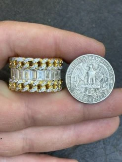 Mens Miami Cuban RING 14k Gold Vermeil 925 Silver Iced Baguette Diamond Hip Hop -Harlem Bling Shop mens miami cuban ring 14k gold vermeil 925 silver iced baguette diamond hip hop 01877.1664357443