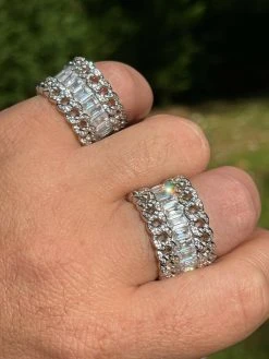 Mens Miami Cuban RING Real Solid 925 Silver Iced Baguette Diamond Hip Hop Band -Harlem Bling Shop mens miami cuban ring real solid 925 silver iced baguette diamond hip hop band 07460.1664357760