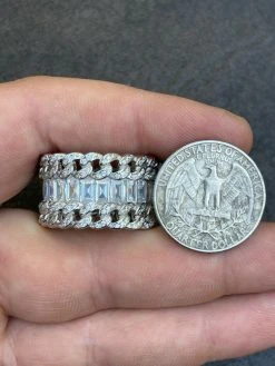 Mens Miami Cuban RING Real Solid 925 Silver Iced Baguette Diamond Hip Hop Band -Harlem Bling Shop mens miami cuban ring real solid 925 silver iced baguette diamond hip hop band 28656.1664358218