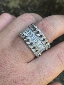 Mens Miami Cuban RING Real Solid 925 Silver Iced Baguette Diamond Hip Hop Band -Harlem Bling Shop mens miami cuban ring real solid 925 silver iced baguette diamond hip hop band 59819.1664362294