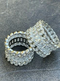 Mens Miami Cuban RING Real Solid 925 Silver Iced Baguette Diamond Hip Hop Band -Harlem Bling Shop mens miami cuban ring real solid 925 silver iced baguette diamond hip hop band 69789.1664362918