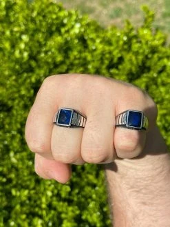 Mens Plain Real 925 Sterling Silver Blue Sapphire Stone Ring Size 7 8 9 10 11 12 -Harlem Bling Shop mens plain real 925 sterling silver blue sapphire stone ring size 7 8 9 10 11 12 20656.1664389123