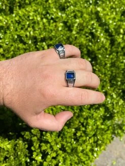 Mens Plain Real 925 Sterling Silver Blue Sapphire Stone Ring Size 7 8 9 10 11 12 -Harlem Bling Shop mens plain real 925 sterling silver blue sapphire stone ring size 7 8 9 10 11 12 44248.1664400159