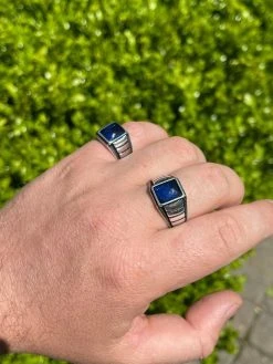 Mens Plain Real 925 Sterling Silver Blue Sapphire Stone Ring Size 7 8 9 10 11 12 -Harlem Bling Shop mens plain real 925 sterling silver blue sapphire stone ring size 7 8 9 10 11 12 48355.1664392958
