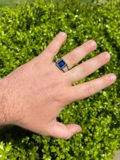 Mens Plain Real 925 Sterling Silver Blue Sapphire Stone Ring Size 7 8 9 10 11 12 -Harlem Bling Shop mens plain real 925 sterling silver blue sapphire stone ring size 7 8 9 10 11 12 74018.1664391607