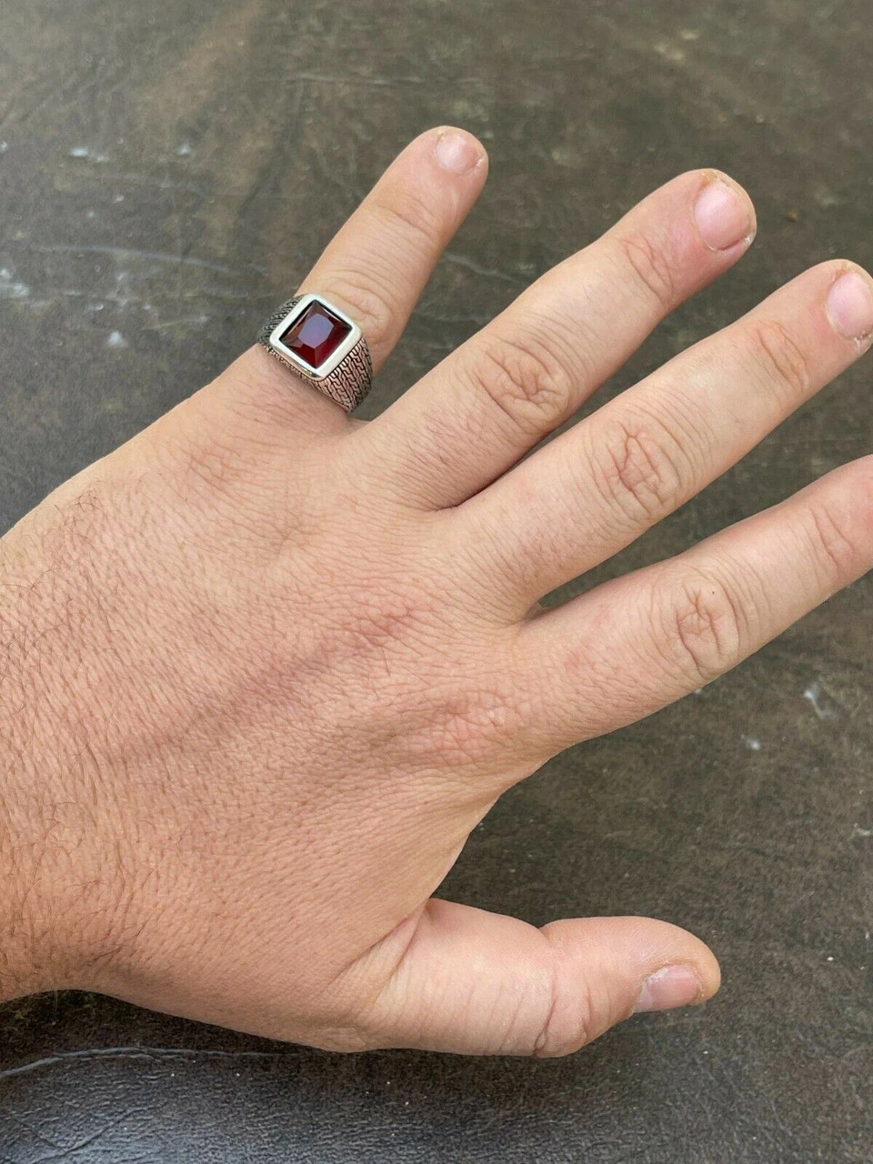 Mens Plain Real 925 Sterling Silver Ruby Red Stone Ring Size 7 8 9 10 11 12 13 5 Mens Plain Real 925 Sterling Silver Ruby Red Stone Ring Size 7 8 9 10 11 12 13 - Image 3