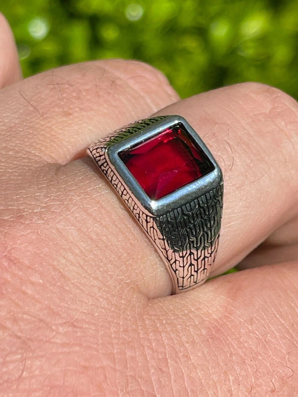 Mens Plain Real 925 Sterling Silver Ruby Red Stone Ring Size 7 8 9 10 11 12 13 6 Mens Plain Real 925 Sterling Silver Ruby Red Stone Ring Size 7 8 9 10 11 12 13 - Image 4