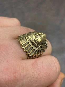 Mens Real 14K Gold Over Solid 925 Sterling Silver Large Indian Head Chief Ring -Harlem Bling Shop mens real 14k gold over solid 925 sterling silver large indian head chief ring 01630.1664377342