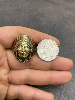 Mens Real 14K Gold Over Solid 925 Sterling Silver Large Indian Head Chief Ring -Harlem Bling Shop mens real 14k gold over solid 925 sterling silver large indian head chief ring 50950.1664400612