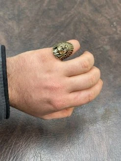 Mens Real 14K Gold Over Solid 925 Sterling Silver Large Indian Head Chief Ring -Harlem Bling Shop mens real 14k gold over solid 925 sterling silver large indian head chief ring 98800.1664393216