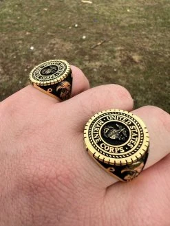 Mens Real 14k Gold Vermeil 925 Silver US Marine Corps Sempre Fi Ring Size 7-13 -Harlem Bling Shop mens real 14k gold vermeil 925 silver us marine corps sempre fi ring size 7 13 35933.1664355015