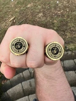 Mens Real 14k Gold Vermeil 925 Silver US Marine Corps Sempre Fi Ring Size 7-13 -Harlem Bling Shop mens real 14k gold vermeil 925 silver us marine corps sempre fi ring size 7 13 61222.1664358842