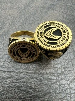 Mens Real 14k Gold Vermeil Over 925 Silver US Air Force Military Army Ring 7-13 -Harlem Bling Shop mens real 14k gold vermeil over 925 silver us air force military army ring 7 13 45439.1664357438