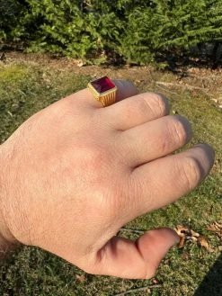 Mens Real 14k Gold Vermeil Over Solid 925 Silver Ruby Red Stone Ring Hip Hop Ice -Harlem Bling Shop mens real 14k gold vermeil over solid 925 silver ruby red stone ring hip hop ice 12012.1664360403