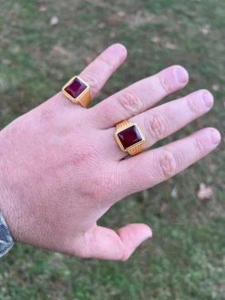 Mens Real 14k Gold Vermeil Over Solid 925 Silver Ruby Red Stone Ring Hip Hop Ice -Harlem Bling Shop mens real 14k gold vermeil over solid 925 silver ruby red stone ring hip hop ice 27262.1664360315