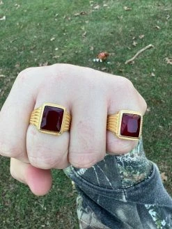 Mens Real 14k Gold Vermeil Over Solid 925 Silver Ruby Red Stone Ring Hip Hop Ice -Harlem Bling Shop mens real 14k gold vermeil over solid 925 silver ruby red stone ring hip hop ice 68944.1664355072