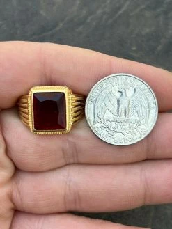 Mens Real 14k Gold Vermeil Over Solid 925 Silver Ruby Red Stone Ring Hip Hop Ice -Harlem Bling Shop mens real 14k gold vermeil over solid 925 silver ruby red stone ring hip hop ice 79583.1664359334