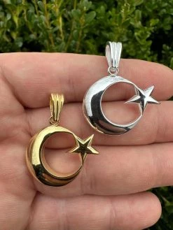 Mens Real 925 Silver / 14k Gold Crescent Moon & Star Islam Muslim Arabic Pendant 27 Mens Real 925 Silver / 14k Gold Crescent Moon & Star Islam Muslim Arabic Pendant -Harlem Bling Shop mens real 925 silver 14k gold crescent moon and star islam muslim arabic pendant 45831.1678215123