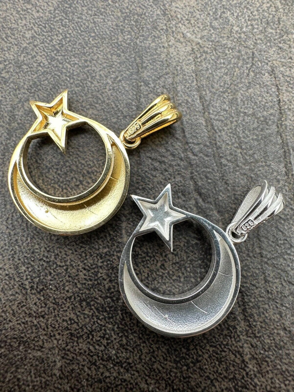 Mens Real 925 Silver / 14k Gold Crescent Moon & Star Islam Muslim Arabic Pendant 7 Mens Real 925 Silver / 14k Gold Crescent Moon & Star Islam Muslim Arabic Pendant - Image 5