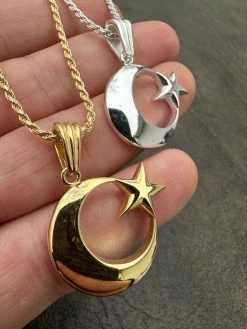 Mens Real 925 Silver / 14k Gold Crescent Moon & Star Islam Muslim Arabic Pendant 36 Mens Real 925 Silver / 14k Gold Crescent Moon & Star Islam Muslim Arabic Pendant -Harlem Bling Shop mens real 925 silver 14k gold crescent moon and star islam muslim arabic pendant 58807.1678215109