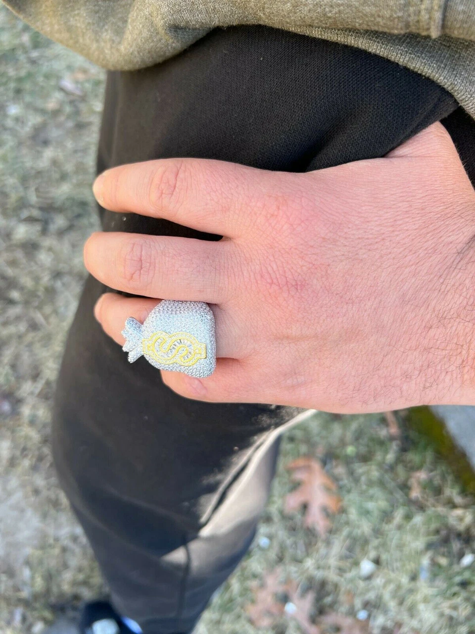 Men's Real 925 Silver Money Dollar Sign Baguette Diamond Pinky RING Hip Hop Iced 10 Men's Real 925 Silver Money Dollar Sign Baguette Diamond Pinky RING Hip Hop Iced - Image 8