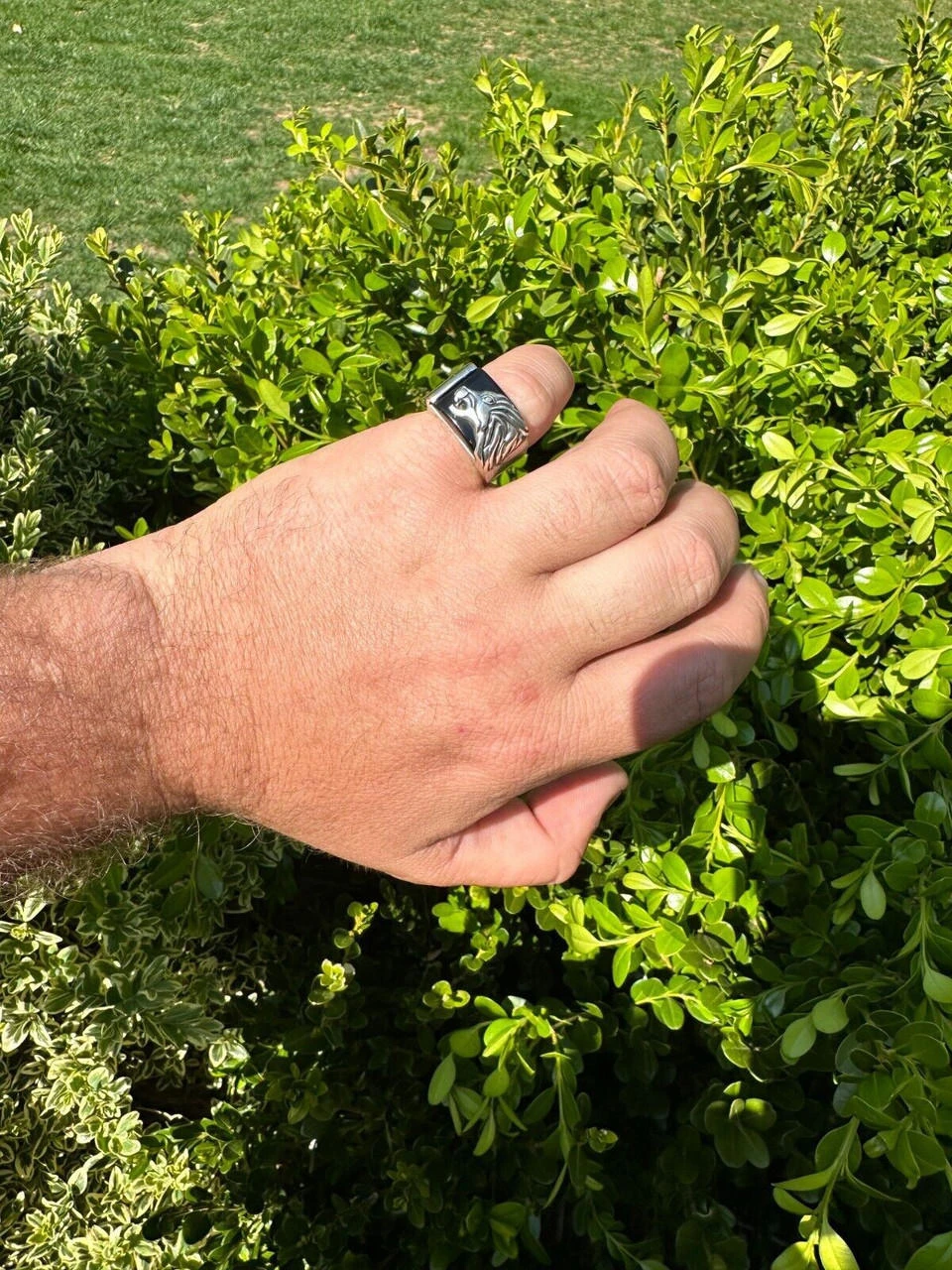 Mens Real 925 Sterling Silver Natural Black Onyx Howling Wolf Signet Dog Ring 11 Mens Real 925 Sterling Silver Natural Black Onyx Howling Wolf Signet Dog Ring - Image 9