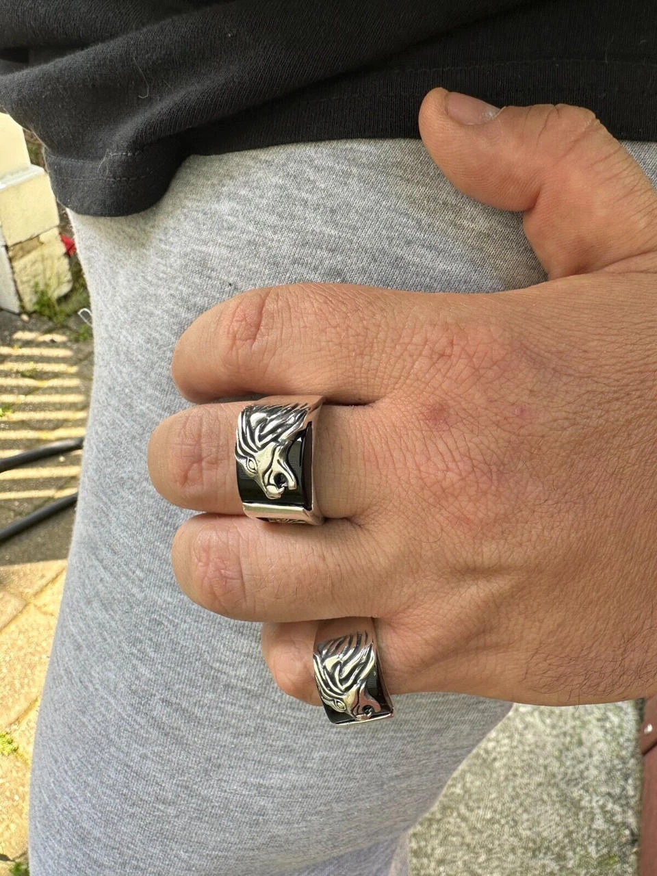 Mens Real 925 Sterling Silver Natural Black Onyx Howling Wolf Signet Dog Ring 16 Mens Real 925 Sterling Silver Natural Black Onyx Howling Wolf Signet Dog Ring - Image 14