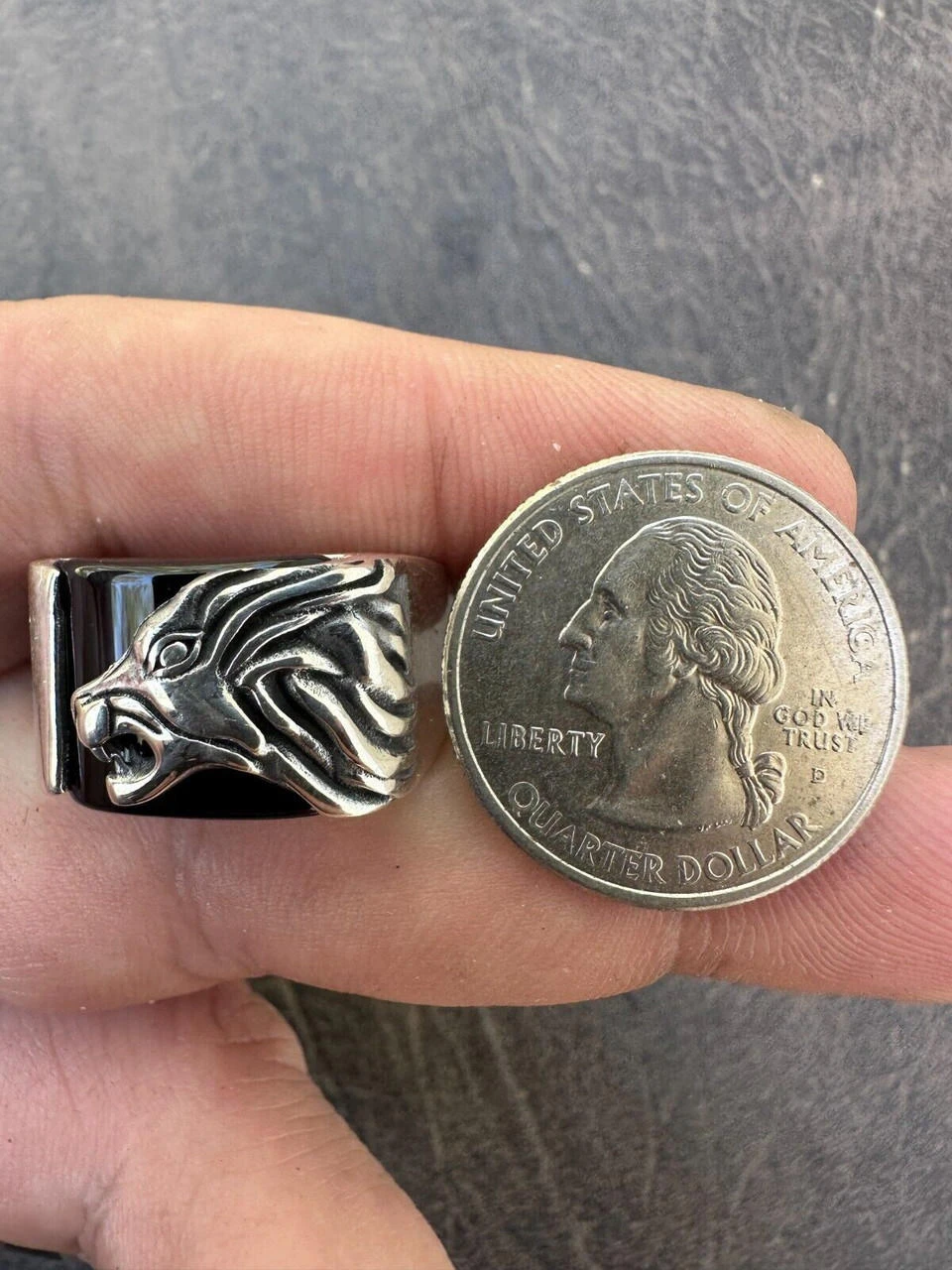 Mens Real 925 Sterling Silver Natural Black Onyx Howling Wolf Signet Dog Ring 15 Mens Real 925 Sterling Silver Natural Black Onyx Howling Wolf Signet Dog Ring - Image 13