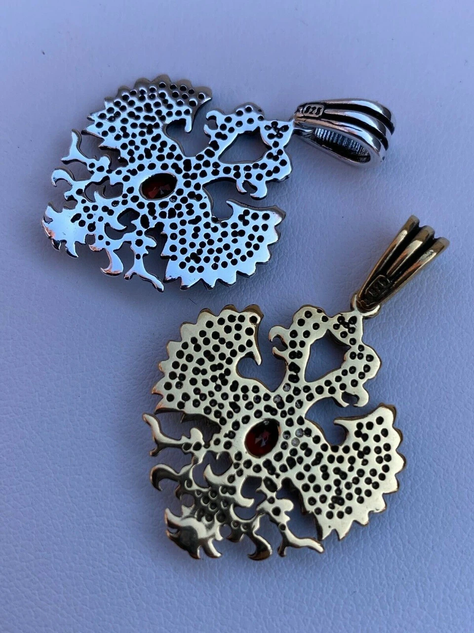 Mens Real 925 Sterling Silver Russian Double Headed Eagle Ruby Necklace Gold 12 Mens Real 925 Sterling Silver Russian Double Headed Eagle Ruby Necklace Gold - Image 10