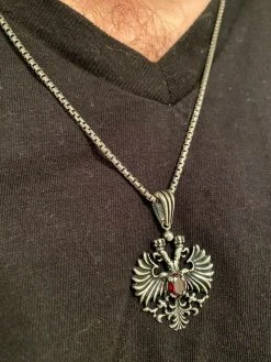Mens Real 925 Sterling Silver Russian Double Headed Eagle Ruby Necklace Gold 21 Mens Real 925 Sterling Silver Russian Double Headed Eagle Ruby Necklace Gold -Harlem Bling Shop mens real 925 sterling silver russian double headed eagle ruby necklace gold 92607.1664392520