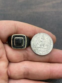 Mens Real Solid 925 Sterling Silver 14k Gold Oxidized Ring Black Diamond Iced 24 Mens Real Solid 925 Sterling Silver 14k Gold Oxidized Ring Black Diamond Iced -Harlem Bling Shop mens real solid 925 sterling silver 14k gold oxidized ring black diamond iced 04917.1664394978