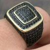 Mens Real Solid 925 Sterling Silver 14k Gold Oxidized Ring Black Diamond Iced -Harlem Bling Shop mens real solid 925 sterling silver 14k gold oxidized ring black diamond iced 92669.1664389076