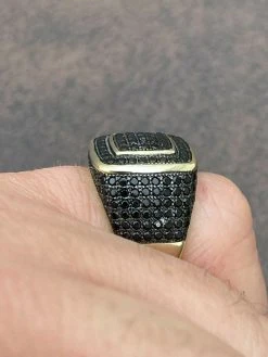Mens Real Solid 925 Sterling Silver 14k Gold Oxidized Ring Black Diamond Iced 20 Mens Real Solid 925 Sterling Silver 14k Gold Oxidized Ring Black Diamond Iced -Harlem Bling Shop mens real solid 925 sterling silver 14k gold oxidized ring black diamond iced 94227.1664377589