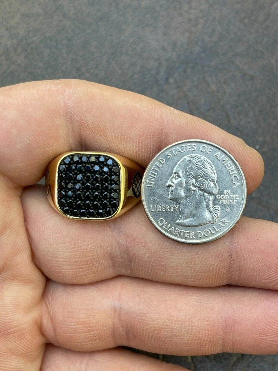 Mens Real Solid 925 Sterling Silver & 14k Gold Ring Iced Black Diamond Size 7-13 12 Mens Real Solid 925 Sterling Silver & 14k Gold Ring Iced Black Diamond Size 7-13 - Image 10