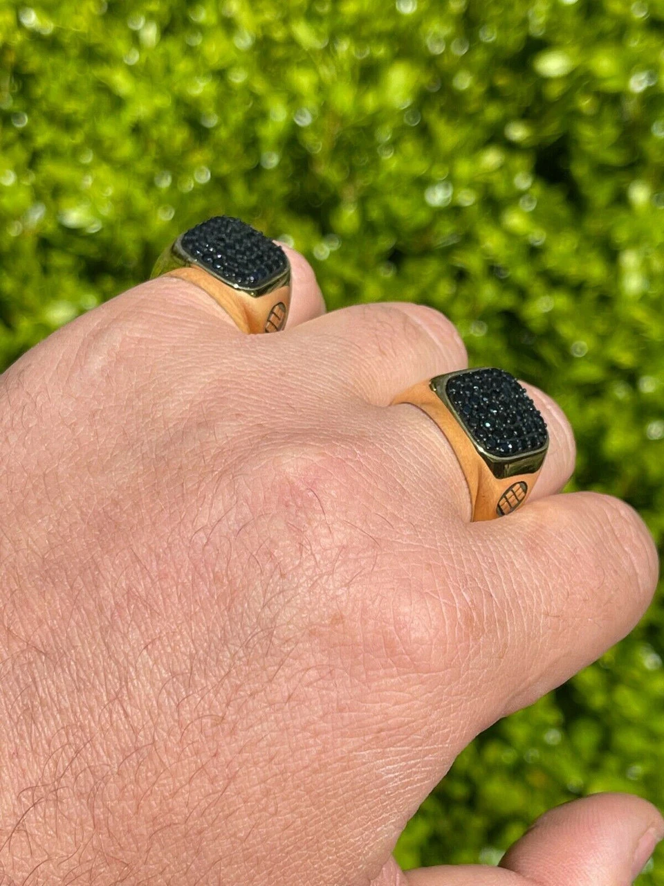 Mens Real Solid 925 Sterling Silver & 14k Gold Ring Iced Black Diamond Size 7-13 7 Mens Real Solid 925 Sterling Silver & 14k Gold Ring Iced Black Diamond Size 7-13 - Image 5