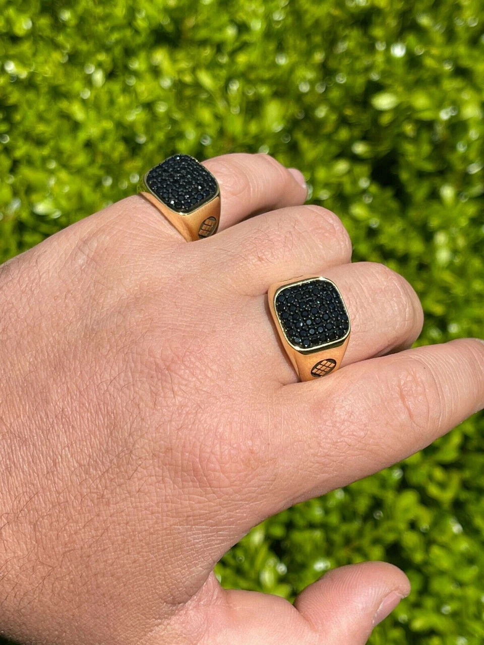 Mens Real Solid 925 Sterling Silver & 14k Gold Ring Iced Black Diamond Size 7-13 6 Mens Real Solid 925 Sterling Silver & 14k Gold Ring Iced Black Diamond Size 7-13 - Image 4