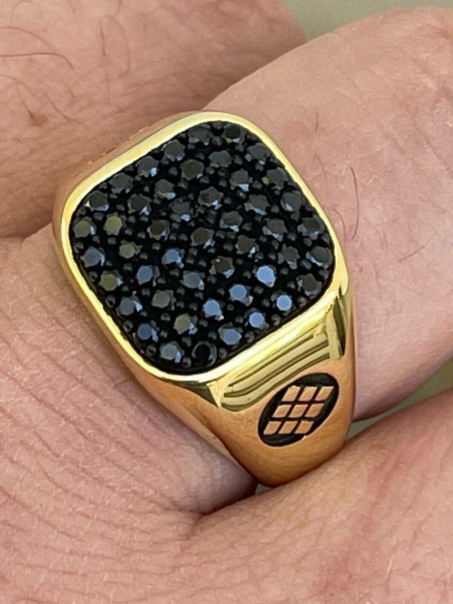 Mens Real Solid 925 Sterling Silver & 14k Gold Ring Iced Black Diamond Size 7-13 3 Mens Real Solid 925 Sterling Silver & 14k Gold Ring Iced Black Diamond Size 7-13