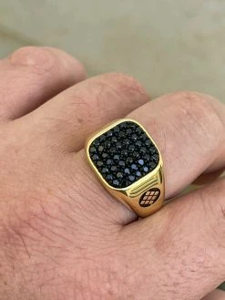 Mens Real Solid 925 Sterling Silver & 14k Gold Ring Iced Black Diamond Size 7-13 26 Mens Real Solid 925 Sterling Silver & 14k Gold Ring Iced Black Diamond Size 7-13 -Harlem Bling Shop mens real solid 925 sterling silver and 14k gold ring iced black diamond size 7 13 82956.1664390911
