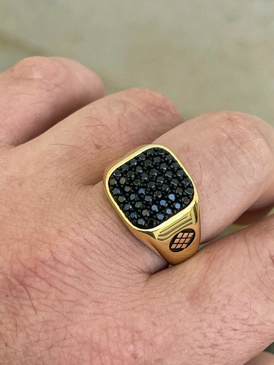 Mens Real Solid 925 Sterling Silver & 14k Gold Ring Iced Black Diamond Size 7-13 11 Mens Real Solid 925 Sterling Silver & 14k Gold Ring Iced Black Diamond Size 7-13 - Image 9