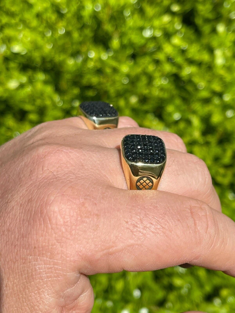 Mens Real Solid 925 Sterling Silver & 14k Gold Ring Iced Black Diamond Size 7-13 8 Mens Real Solid 925 Sterling Silver & 14k Gold Ring Iced Black Diamond Size 7-13 - Image 6