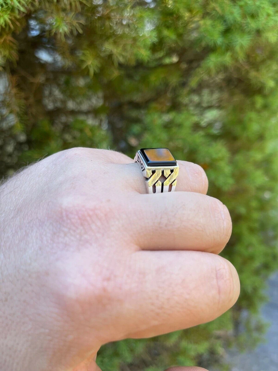 Mens Real Solid 925 Sterling Silver Black Onyx Gem Stone Ring 7-13 Pinky Signet 6 Mens Real Solid 925 Sterling Silver Black Onyx Gem Stone Ring 7-13 Pinky Signet - Image 4