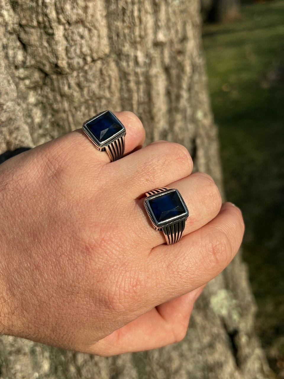 Mens Real Solid 925 Sterling Silver Dark Navy Blue Sapphire Stone Ring Size 7-13 12 Mens Real Solid 925 Sterling Silver Dark Navy Blue Sapphire Stone Ring Size 7-13 - Image 10